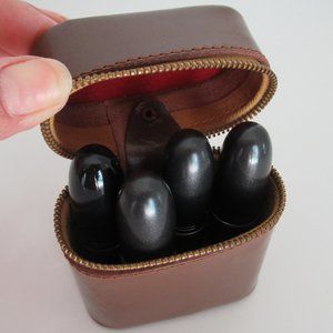 Vintage Genuine Leather Lipstick Hard Case with Zipper Closure Brown